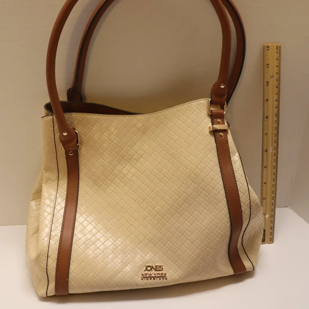 Jones NY Signature Cream Satchel Handbag in Good Condition